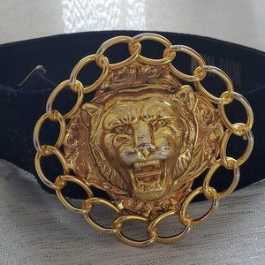 Vintage Lion Head DIOR SUEDE Contour Belt Christian Dior 2544